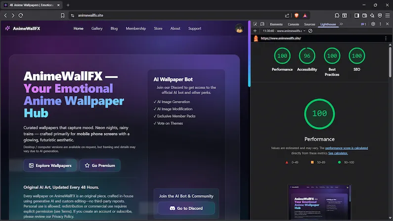 100/100 Lighthouse Performance Score on Production